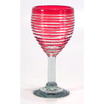 BGX Red Spiral Wine Glass          3.25″ X 7″ X 2 .75